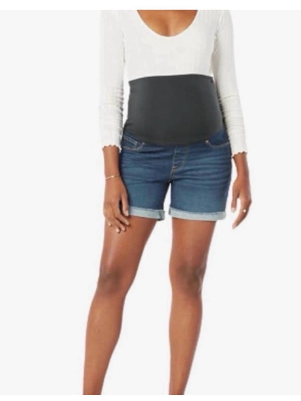 Levi Strauss Signature Gold Maternity Denim Shorts Size M NWT 5" Inseam Blue - Picture 1 of 13